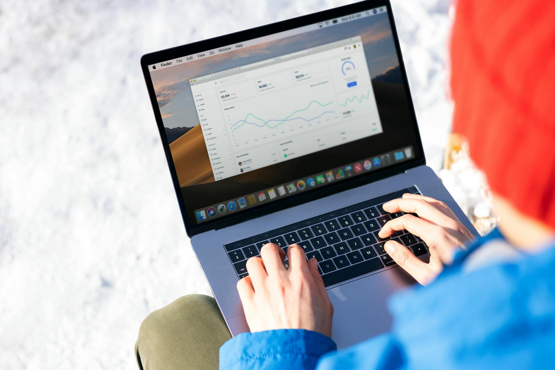 Computer screen showing social media analytics and performance metrics for lead generation tracking