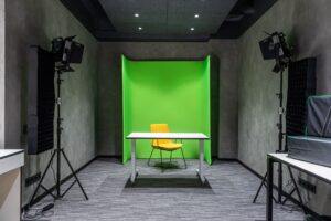 A video production studio setup used for creating social media ad content