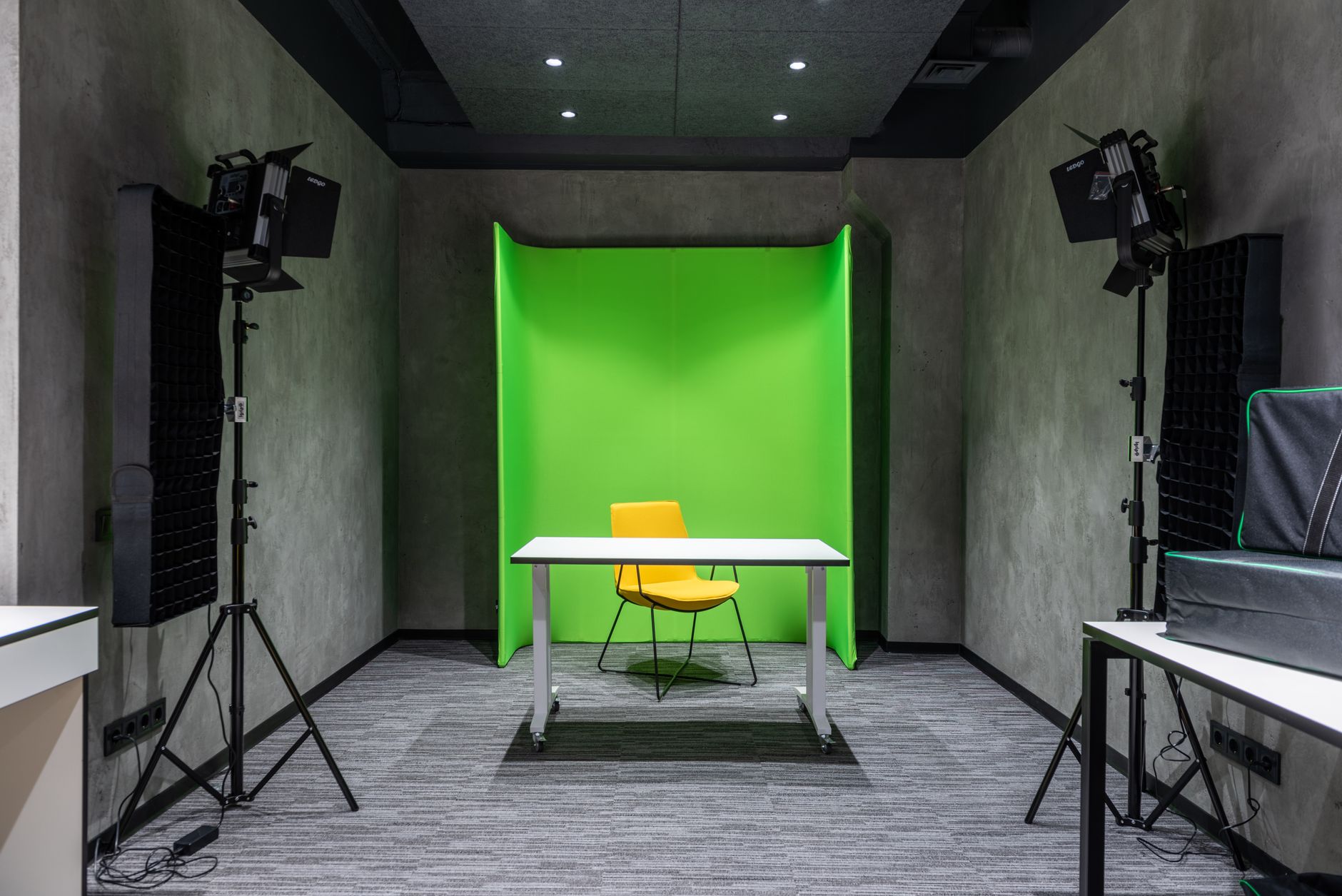 A video production studio setup used for creating social media ad content