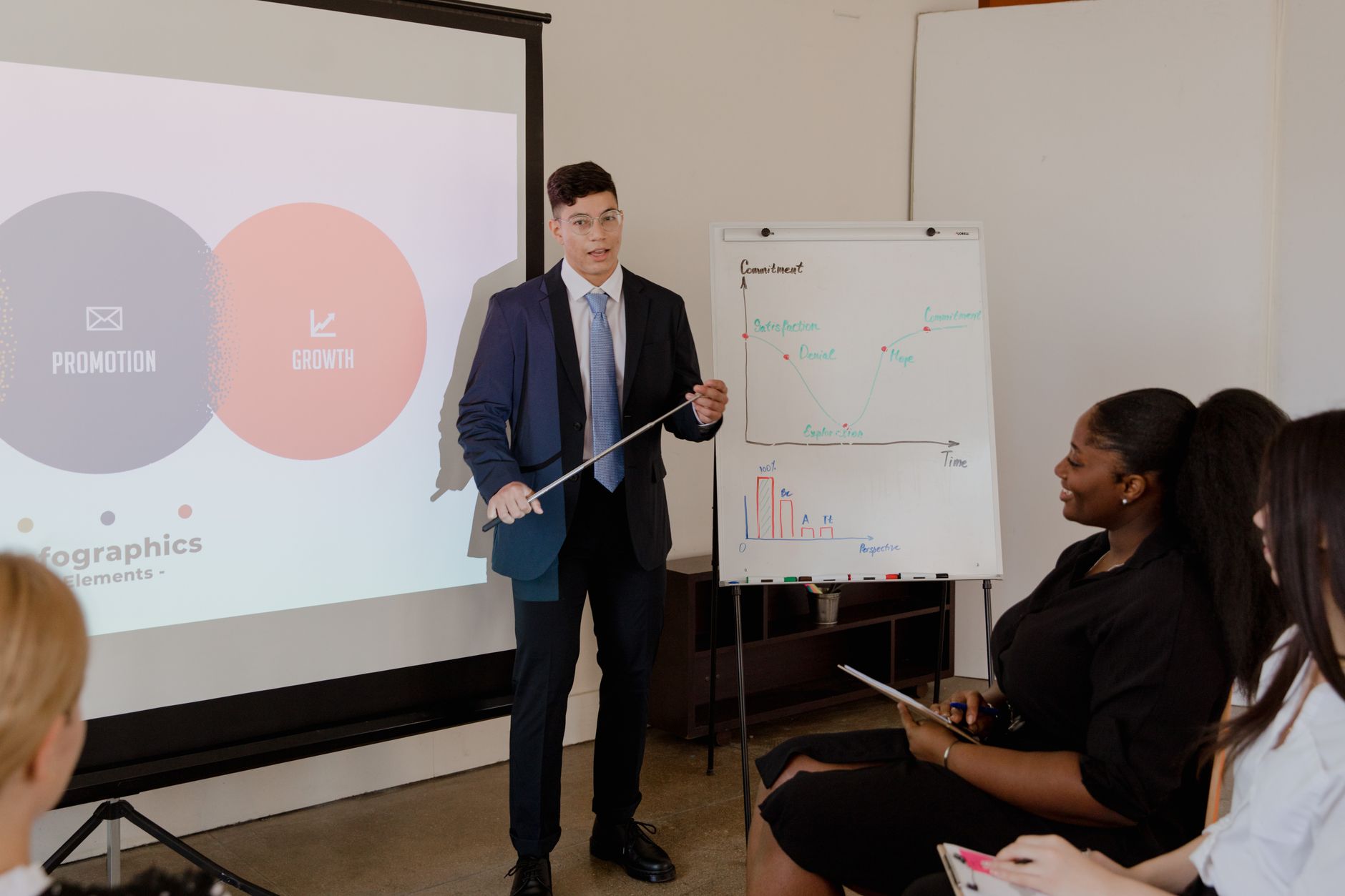 A marketing professional reviewing campaign strategy documents on a screen